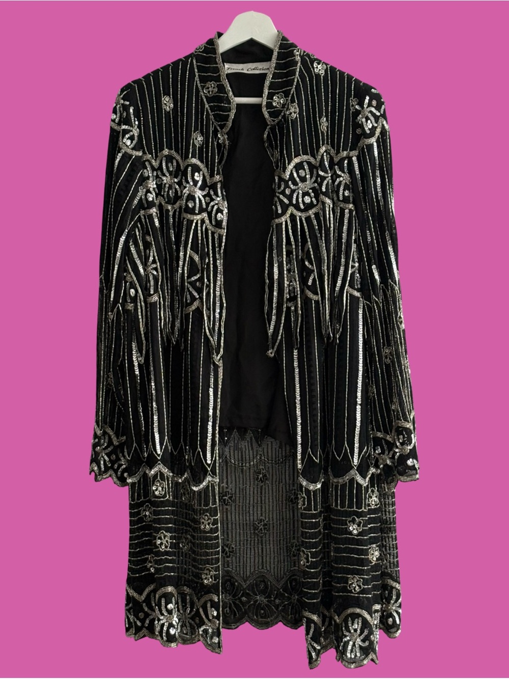 Vintage French Collizioni Hand Beaded & Sequined Duster Jacket